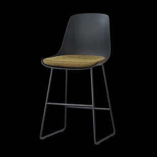 Nino-Liv barkruk zwart met mosgroen zitkussen - zwart onderstel - 65 cm