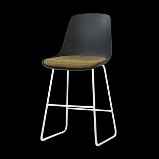 Nino-Liv barkruk zwart met mosgroen zitkussen - wit onderstel - 65 cm