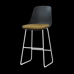 Nino-Liv barkruk zwart met mosgroen zitkussen - wit onderstel - 75 cm