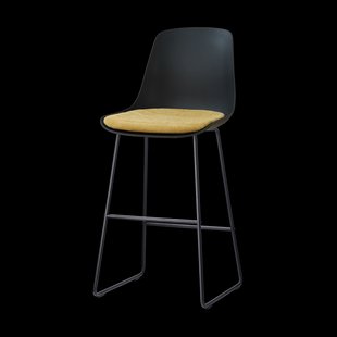 Nino-Liv barkruk zwart met warm oker zitkussen - zwart onderstel - 75 cm