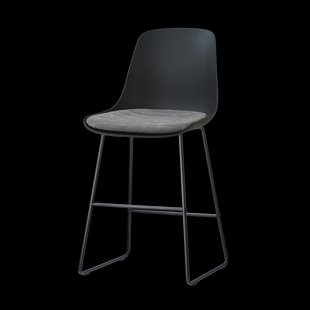 Nino-Liv barkruk zwart met zeegrijs zitkussen - zwart onderstel - 65 cm