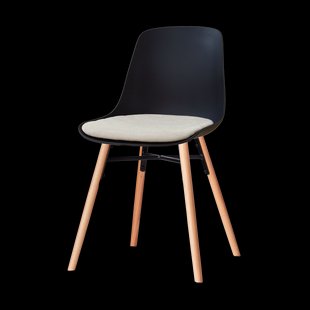 Nena-Liv eetkamerstoel zwart met naturelbeige zitkussen - houten onderstel