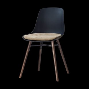 Nena-Liv eetkamerstoel zwart met nougatbruin zitkussen - walnoot houten onderstel