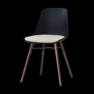 Nena-Liv eetkamerstoel zwart met naturelbeige zitkussen - walnoot houten onderstel