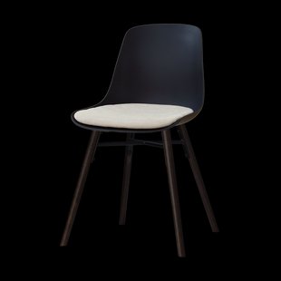 Nena-Liv eetkamerstoel zwart met naturelbeige zitkussen - zwart houten onderstel