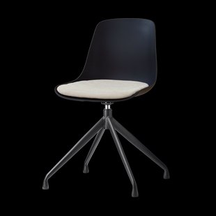 Nola-Liv draaibare eetkamerstoel zwart met naturelbeige zitkussen - zwart onderstel