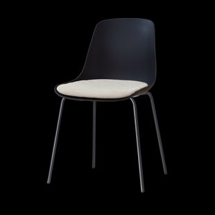 Nora-Liv eetkamerstoel zwart met naturelbeige zitkussen - zwart onderstel