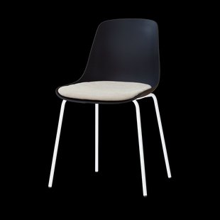 Nora-Liv eetkamerstoel zwart met naturelbeige zitkussen - wit onderstel