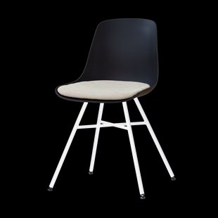 Noa-Liv eetkamerstoel zwart met naturelbeige zitkussen - wit onderstel