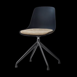 Nola-Liv draaibare eetkamerstoel zwart met nougatbruin zitkussen - zwart onderstel