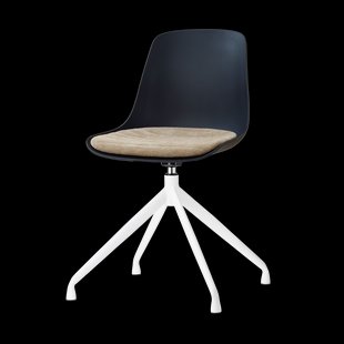 Nola-Liv draaibare eetkamerstoel zwart met nougatbruin zitkussen - wit onderstel