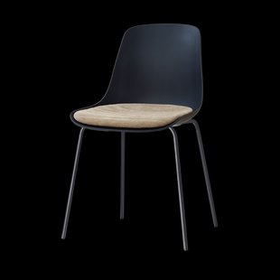 Nora-Liv eetkamerstoel zwart met nougatbruin zitkussen - zwart onderstel