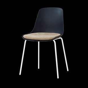 Nora-Liv eetkamerstoel zwart met nougatbruin zitkussen - wit onderstel