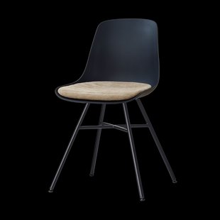 Noa-Liv eetkamerstoel zwart met nougatbruin zitkussen - zwart onderstel