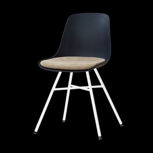 Noa-Liv eetkamerstoel zwart met nougatbruin zitkussen - wit onderstel