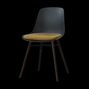 Nena-Liv eetkamerstoel zwart met mosgroen zitkussen - zwart houten onderstel