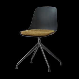 Nola-Liv draaibare eetkamerstoel zwart met mosgroen zitkussen - zwart onderstel