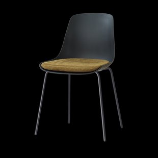 Nora-Liv eetkamerstoel zwart met mosgroen zitkussen - zwart onderstel