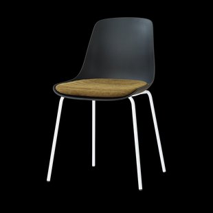 Nora-Liv eetkamerstoel zwart met mosgroen zitkussen - wit onderstel