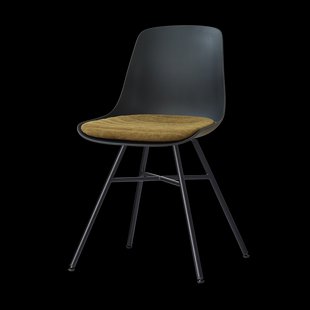 Noa-Liv eetkamerstoel zwart met mosgroen zitkussen - zwart onderstel