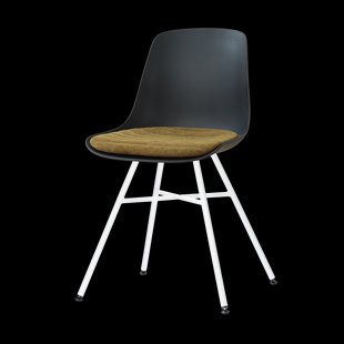 Noa-Liv eetkamerstoel zwart met mosgroen zitkussen - wit onderstel