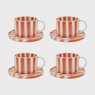 Olsson & Jensen Monica kop met schotel 4-pack - Roest Monica kop met schotel 4-pack - Roest