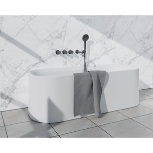 Fortifura Nebbio Badcombinatie-set - thermostaatkraan - wandaansluitbocht met handdouchehouder - metalen doucheslang - ronde handdouche - uitloop - gunmetal SW1183068 2x SW1183076 2x SW1183081 SW766536 SW706