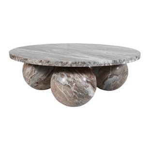 PTMD Diro Beige Marble 3 Ball Coffeetable Round