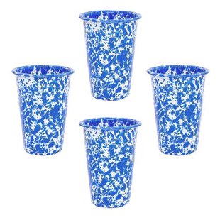 Crow Canyon Home Splatter Tumblers Set 4 Stuks Blauw