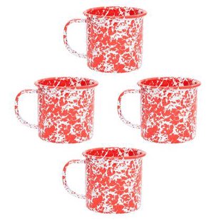 Crow Canyon Home Splatter Mokken Set van 4, Rood