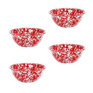 Crow Canyon Home Splatter Kommen Set van 4 Rood