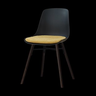 Nena-Liv eetkamerstoel zwart met warm oker zitkussen - zwart houten onderstel