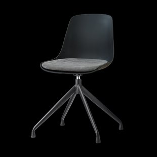 Nola-Liv draaibare eetkamerstoel zwart met zeegrijs zitkussen - zwart onderstel