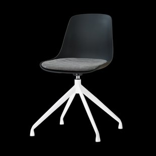 Nola-Liv draaibare eetkamerstoel zwart met zeegrijs zitkussen - wit onderstel