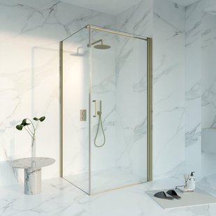 Fortifura Galeria Douchecabine - 90x160x200 - Profiel veiligheidsglas - anti kalk - Geborsteld Messing PVD (Goud) SW1122488/SW797918/SW797910