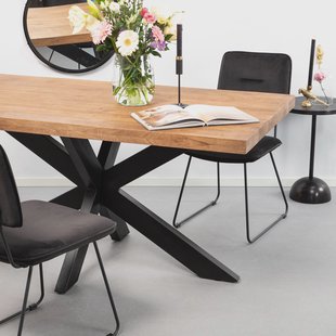 Sohome Eettafel 'Yannick Spider' Mangohout en staal, 160 x 90cm