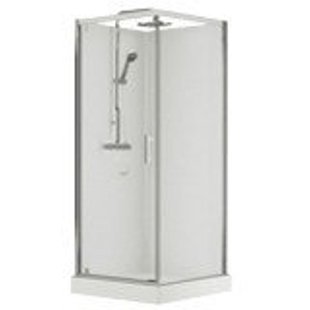 Nemo Spring Vidrio Douchecabine - 90x90cm - draaideur - vaste wand - veiligheidsglas - verstelbaar - thermostatisch VMVGF90T-1B