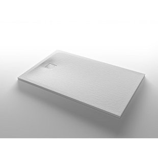 Nemo Stock Taurus douchebak 160x90x3cm met afdekplaatje inox mineraalcomposiet steenstructuur wit M07855U500