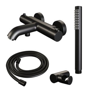 Brauer Black Edition Badthermostaatkraan opbouw met handdoucheset mat zwart sw238163/sw238165/sw353734/SW1164705/