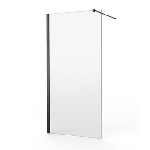 Nemo Spring Walk-In - vaste wand - 8mm helder glas - easyclean - veiligheidsglas - omkeerbaar - 140x200cm - stabilisatiestang 120cm - zwart WR140-B/C