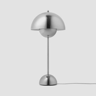 Flowerpot VP3 tafellamp, chroom, 50 cm &Tradition - Woonkamer - Designer - Metaal - 1 lamp