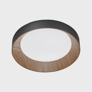 Luce Ambiente Design LED plafondlamp Arka, Ø 40 cm, zwart/houtlook, metaal CCT
