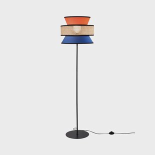 Luce Ambiente Design Vloerlamp Gazebo, oranje/blauw/naturel, 147 cm, stof/rotan