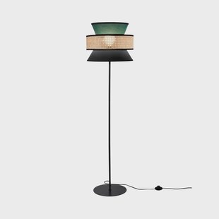 Luce Ambiente Design Vloerlamp Gazebo, groen/zwart/naturel, 147 cm, stof/rotan