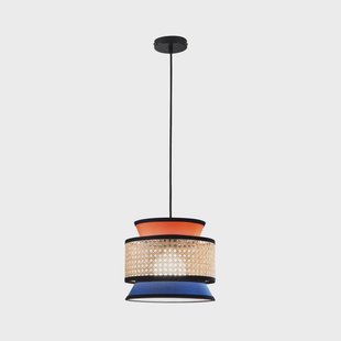Luce Ambiente Design Hanglamp Gazebo, oranje/blauw/naturel, Ø 26 cm, stof/rotan