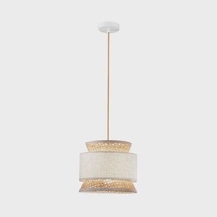 Luce Ambiente Design hanglamp Gazebo, naturel/beige, Ø 26 cm, rotan/stof