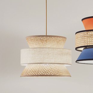 Luce Ambiente Design hanglamp Gazebo, naturel/beige, Ø 40 cm, rotan/stof