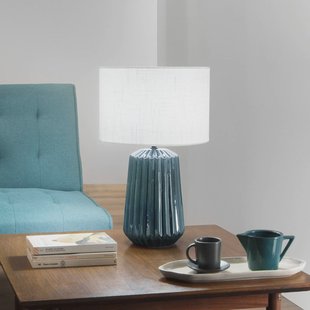 Luce Ambiente Design Tafellamp Kiowa, hoogte 46 cm, blauw/wit, keramiek/stof