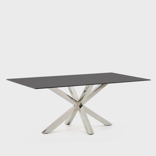 Kave Home Eettafel 'Argo' Glas, 200 x 100cm, kleur Zwart