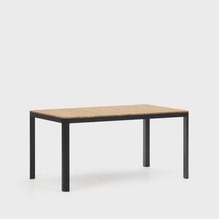 Kave Home Tuintafel 'Bona' Teakhout, 163 x 90cm, kleur Naturel/Zwart